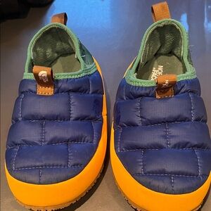 The North Face Kids Blue and Yellow Slippers
